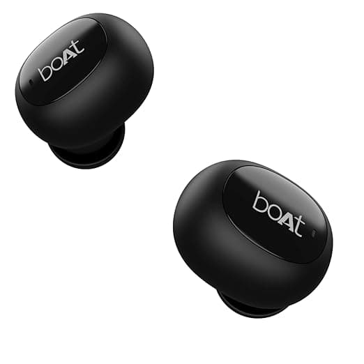 boAt Airdopes 121v2 in-Ear True Wireless Earbuds with Upto 14 Hours Playback, 8MM Drivers, Battery Indicators, Lightweight Earbuds & Multifunction Controls (Active Black, with Mic)