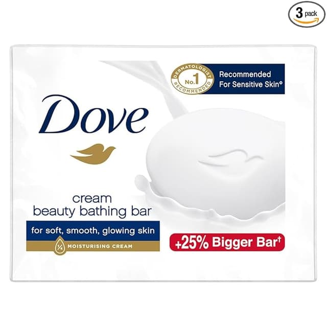 Dove Cream Beauty Bathing Soap Bar 125g (Combo Pack of 3) | With Moisturising Cream for Softer Skin & Body, Nourishes Dry Skin more than Ordinary Soap