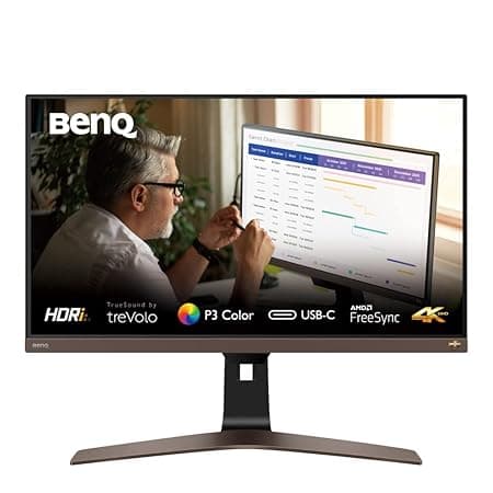 BenQ EW2880U 28 Inch/71 cms 3840 x 2160 Pixels Premium HDR IPS 4K Bezel-Less Monitor with Remote Control, AMD Freesync, Premium Sound with TreVolo, 90% DCI-P3, HDMI, DP, USB-C(PD 60W)(Black)