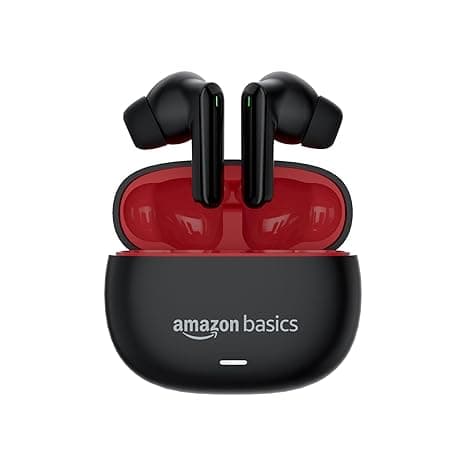 Amazon Basics True Wireless in-Ear Earbuds with Mic, Low-Latency Gaming Mode, Touch Control, IPX5 Water-Resistance, Bluetooth 5.3, Up to 60 Hours Play Time, Voice Assistance and Fast Charging (Black)