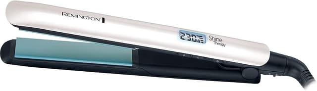 Remington Shine Therapy Advanced Ceramic Hair Straighteners with Morrocan Argan Oil for Improved Shine - S8500, Black/White