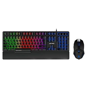 Ant Esports KM500W Gaming Backlit Keyboard and Mouse Combo, LED Wired Gaming Keyboard, Ergonomic & Wrist Rest Keyboard, Programmable Gaming Mouse for PC/Laptop/Mac- World of Warships Edition