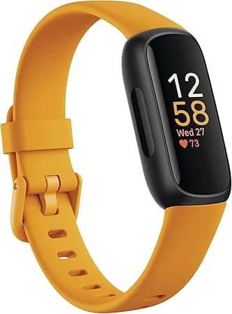 Fitbit Inspire 3 Health & Fitness Tracker with Stress Management, Workout Intensity, Sleep Tracking, 24/7 Heart Rate and more, Morning Glow/Black, One Size (S & L Bands Included)