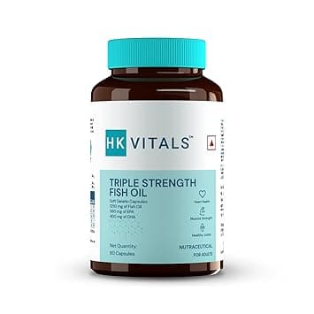 HealthKart HK Vitals Triple Strength Fish Oil Supplement for Men and Women,560 mg EPA & 400 mg DHA, for Healthy Heart, Eyes & Joints, 60 Capsules