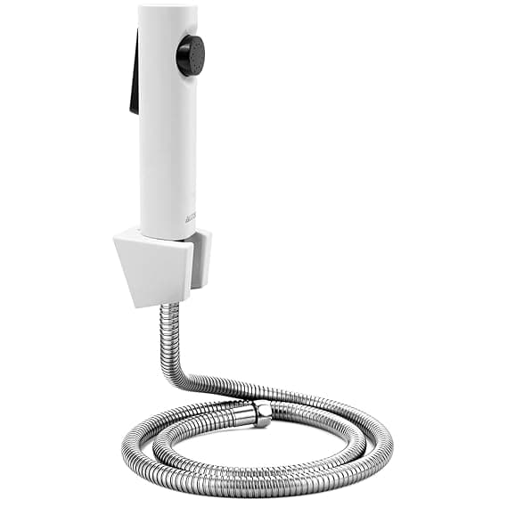 ALTON SHR20855 ABS Health Faucet with SS-304 Grade 1.25 Meter Flexible Hose Pipe and Wall Hook, White (Jet Spray for Toilet), Polished