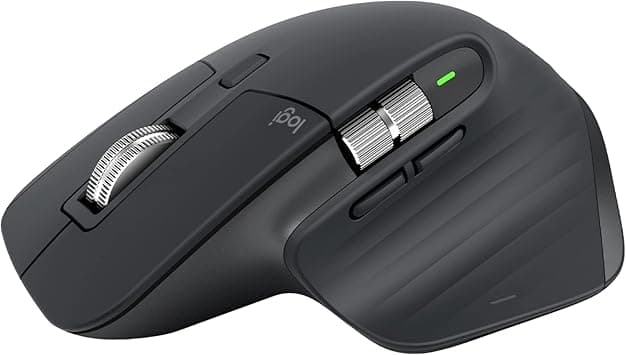 Logitech MX Master 3S Rato sem fios desempenho com deslocamento rápido, Ergo, 8 K DPI, funciona em vidro, cliques silenciosos, USB-C, Bluetooth, Windows, Linux, cromado, grafite