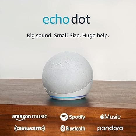 Echo Dot (5th Gen, 2022 release) | With bigger vibrant sound, helpful routines and Alexa | Glacier White