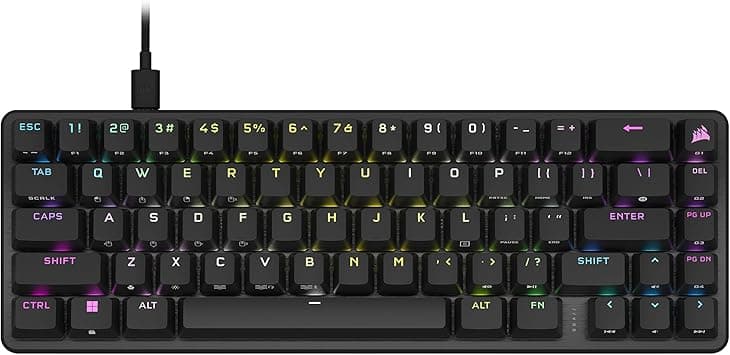 Corsair K65 PRO Mini RGB 65% Teclado óptico mecánico para juegos con cable - Interruptores OPX - Teclas PBT de doble disparo - Compatible con iCUE - Diseño QWERTY NA - Negro