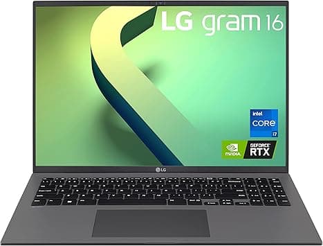 LG Gram (2022) 16Z90Q Ultra Lightweight Laptop, 16" (2560 x 1600) IPS Display, Intel i7 1260P CPU, NVIDIA RTX2050 GPU, 16GB RAM, 1TB NVMe SSD, FHD Webcam, WiFi 6E, Thunderbolt 4, Windows 11, Gray