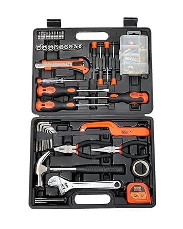 BLACK+DECKER BMT126C Hand Tool Kit for Home & DIY Use (126-Piece) - Includes Screwdriver, Wrench, Ratchet, Utility Knife, Saw, Claw Hammer, Measuring Tape and Plier, 6 Month Warranty, ORANGE & BLACK