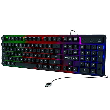 ZEBRONICS Newly launched Transformer K1 Premium Gaming Keyboard with 104 Keys, 1.7m Cable, Laser Keycaps, Multi Color LED Modes, Integrated Multimedia Keys, All Keys Enable/Disable Function