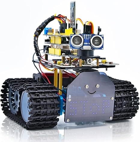 KEYESTUDIO Robot Auto Car V3.0 pour Projet Arduino avec Tutoriel, Module Follow Line, capteur à ultrasons, Module Bluetooth Le Jeu Intelligent et éducatif Ultime pour Les Enfants