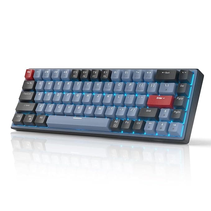 MageGee 60% Mechanical Gaming Keyboard,Hot-Swappable Compact Blue LED Backlit Gaming Keyboard, Sky Wired Ergonomic Mini Office Keyboard for Windows PC Gamer (Black Blue/Brown Switches)