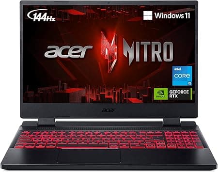 Acer Nitro 5 AN515-58-525P Gaming Laptop |Core i5-12500H | NVIDIA GeForce RTX 3050 Laptop GPU | 15.6" FHD 144Hz IPS Display | 8GB DDR4 | 512GB PCIe Gen 4 SSD | Killer Wi-Fi 6 | Backlit Keyboard, Black