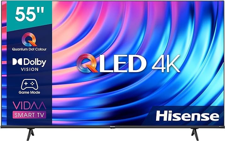 Hisense 55" QLED UHD 4K 55E78HQ, Smart TV VIDAA 5.0, HDR Dolby Vision, VA, Controlli vocali Alexa/Google Assistant, Tuner DVB-T2/S2 HEVC 10, lativù 4K