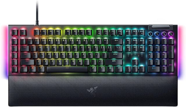 Razer BlackWidow V4 Mechanical Gaming Keyboard: Green Switches Tactile & Clicky - Chroma RGB - 6 Dedicated Macro Keys - Magnetic Wrist Rest - Doubleshot ABS Keycaps - Multi-Function Roller &Media Keys