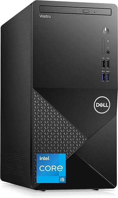 Dell Vostro 3910 Business Desktop Computer, 12th Gen Intel Core i5-12400 Processor, 16GB DDR4 RAM, 256GB PCIe SSD + 1TB HDD, WiFi 6, DVD-RW, Display Port, HDMI, Windows 11 Pro, Black