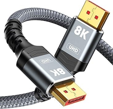 Capshi 8K 4K DisplayPort Cable, 6.6FT DP Cable 1.4 [VESA Certified,32.4Gbps,8K@60Hz,4K@144Hz,2K@240Hz/165Hz/144Hz], Bradied High Speed Display Port Cable for Gaming Monitor, HDR/HDCP/FreeSync/G-Sync