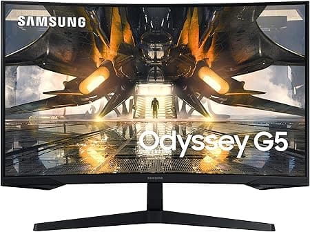 SAMSUNG 32" Odyssey G55A QHD 165Hz 1ms FreeSync Curved Gaming Monitor with HDR 10, Futuristic Design for Any Desktop, LS32AG550ENXZA