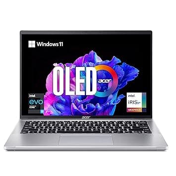 Acer Swift Go OLED Display Thin and Light Premium Laptop Intel Core i5 13th Gen (16GB/ 512 GB SSD/Windows 11 Home/MS Office Home and Student) Pure Silver, SFG14-71, 35.56 cm (14.0 Inch)