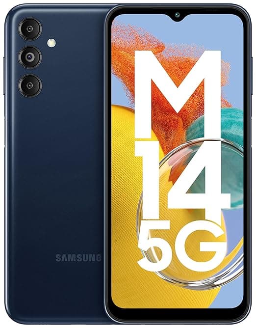 Samsung Galaxy M14 5G (Berry Blue,4GB,128GB)|50MP Triple Cam|Segment's Only 6000 mAh 5G SP|5nm Processor|2 Gen. OS Upgrade & 4 Year Security Update|12GB RAM with RAM Plus|Android 13|Without Charger