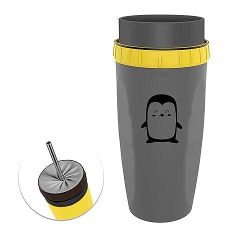 CHENGNAN Twizz Travel Mug with Straw Unique Twist Leak-Proof Design,Silicone Membrane Twist Top,C