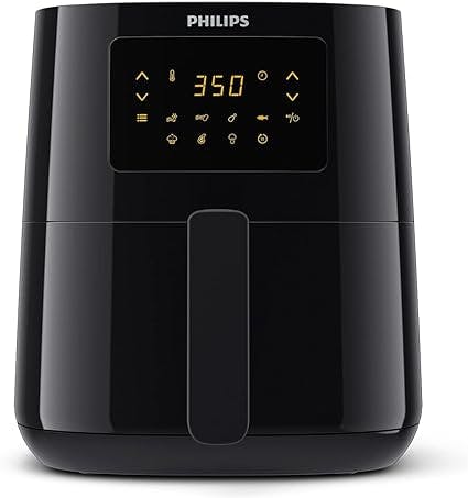 PHILIPS 3000 Series Air Fryer Essential Compact with Rapid Air Technology, 13-in-1 Cooking Functions to Fry, Bake, Grill, Roast & Reheat with up to 90% Less Fat*, 4.1L capacity, Black (HD9252/91)