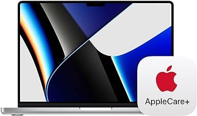 2021 Apple MacBook Pro (14-inch, Apple M1 Pro chip with 8‑core CPU and 14‑core GPU, 16GB RAM, 512GB SSD) - Silver AppleCare+ for 14-inch MacBook Pro