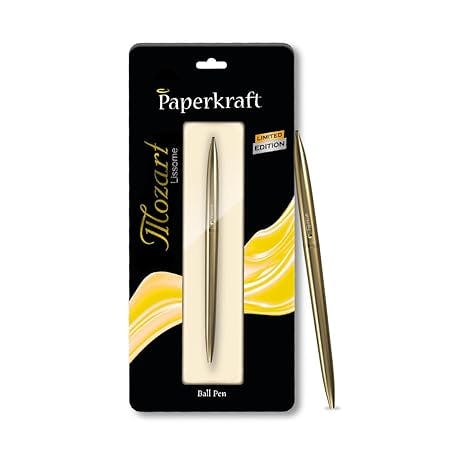 Paperkraft Mozart Lissome - Blue Ball Pen(Pack of 1) | Elegant & Classic Gold Tone Finish | Premium Gifting Products | Limited Edition | All Metal body | Ideal for Professionals | Official essentials