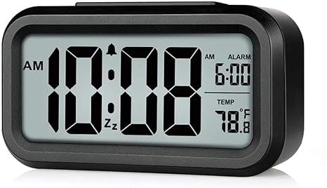 gemii Digital Smart Alarm Clock - Smart Automatic Sensor Backlight Plastic Alarm with Date & Temperature Display for Home Office