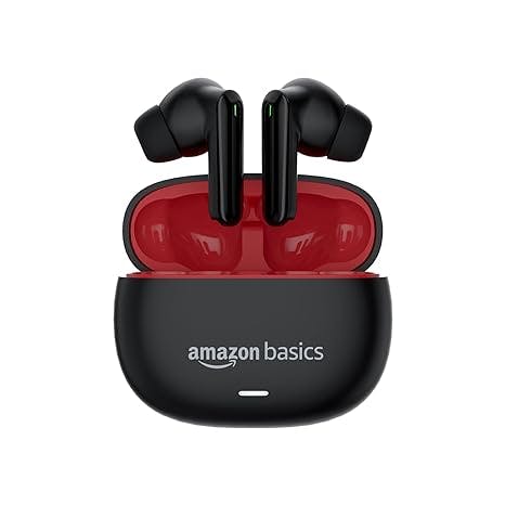 Amazon Basics True Wireless in-Ear Earbuds with Mic, Low-Latency Gaming Mode, Touch Control, IPX5 Water-Resistance, Bluetooth 5.3, Up to 60 Hours Play Time, Voice Assistance and Fast Charging (Black)