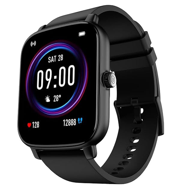 Noise Vivid Call Bluetooth Calling Smartwatch with Metallic dial, 550 nits Brightness, AI Voice Assistant, Heart Rate Monitoring, 7 Days Battery & 100+ watchfaces (Jet Black)