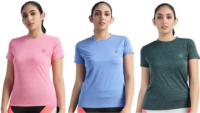NDLESS SPORTS Half Sleeves Dry-Fit Moisture Wicking Polyester Lycra Blend Round Neck T-Shirts for Women