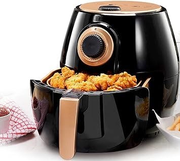 Gotham Steel 4 Qt Air Fryer, Small Air Fryer with Nonstick Copper Coating, Oil Free Healthy Air Fryer with Rapid Air Technology, Easy to Use Temperature Control with Auto Shutoff- Dishwasher Safe