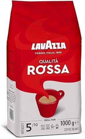 Lavazza, Qualità Rossa, Coffee Beans, with Aromatic Notes of Chocolate and Dried Fruit, Arabica and Robusta, Intensity 5/10, Medium Roasting, 1 Kg