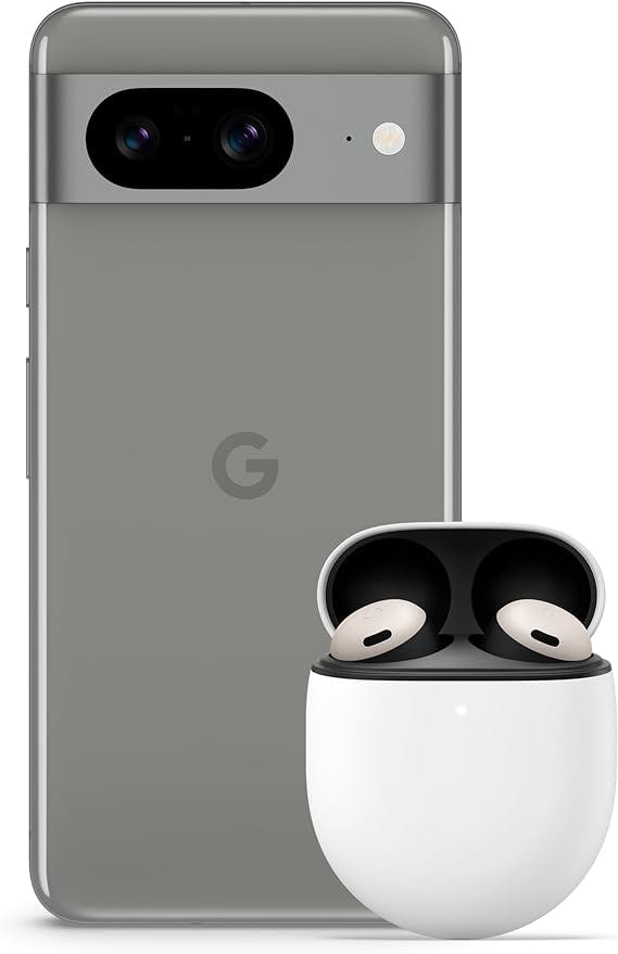 Google Pixel 8 - Unlocked Android Smartphone - Hazel - 128 GB with Pixel Buds Pro - Porcelain
