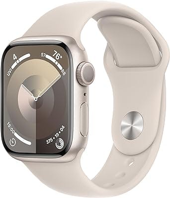 Apple Watch Series 9 [GPS 41mm] Smartwatch with Starlight Aluminum Case with Starlight Sport Band M/L. Fitness Tracker, Blood Oxygen & ECG Apps, Always-On Retina Display