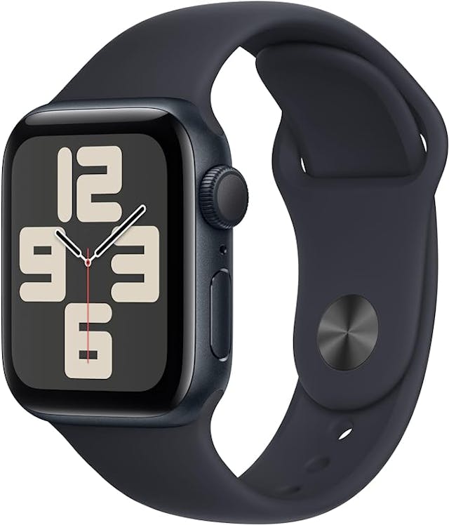 Apple Watch SE (2ᵉ génération, 2023) (40 mm GPS) Smartwatch avec boîtier en Aluminium et Bracelet Sport Minuit - M/L. Suivi de l’activité Physique et du Sommeil, détection des Accidents, écran Retina