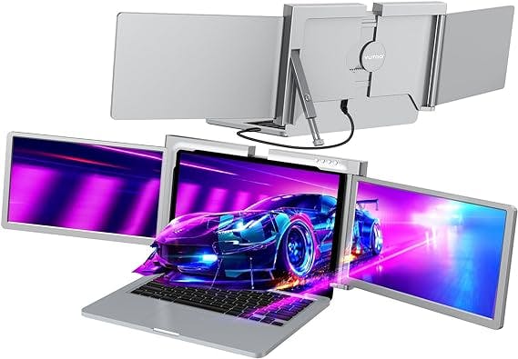 YUTOO Triple Laptop Screen Extender,[M1/M2/Windows][Only 1 Cable to Connect], Laptop Monitor Extender for Mac/Windows, 1080P |16:9 | FHD IPS | Dual Monitor, Powered by Type-C/USB, for 13”-16” Laptops
