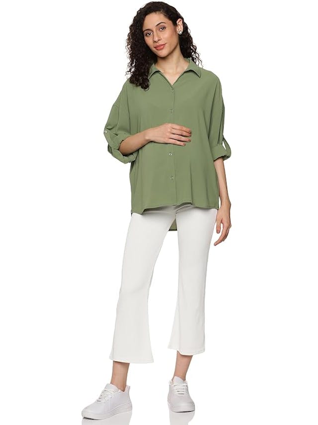 MAMANATURE Oversized Shirt for Pregnant and Nursing Mothers | Comfortable and Stretchy Fabric for Smooth Texture