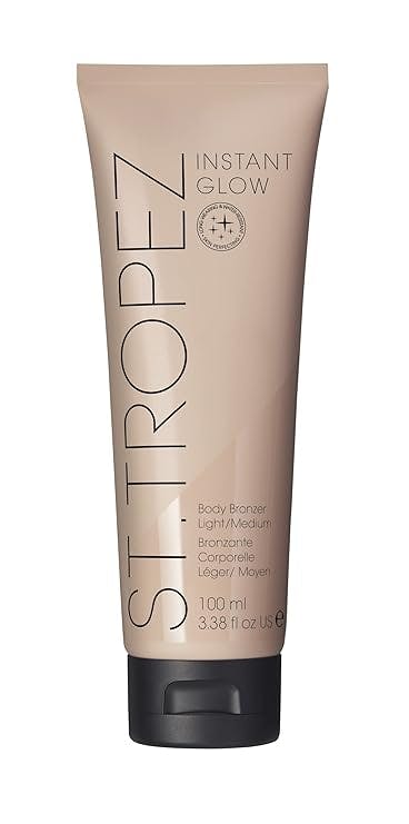 ST TROPEZ Instant Glow Face & Body Bronzer Makeup, Light/ Medium Shade, Smudge-Proof Body Makeup, Vegan, Natural & Cruelty Free, 3.4 Fl Oz