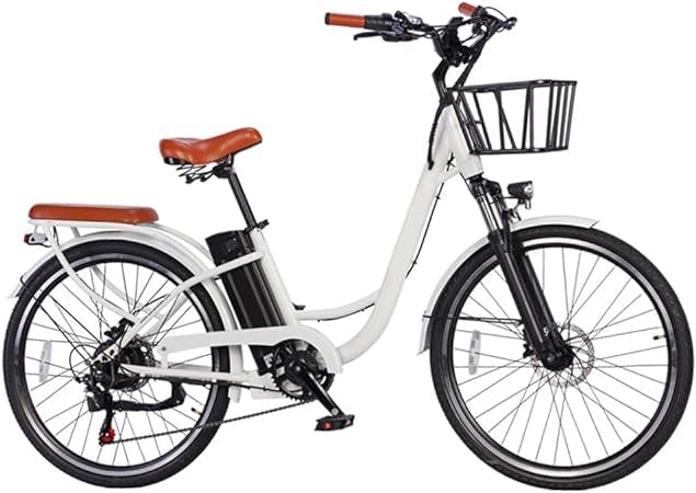 Electric Bicycle, Women and Men City Commuter E-Bike 26 inch Outing Cycling Electric Bike, Low Step Through, Adjustable seat LED Light Bicycle with Shopping Basket, 36V 10Ah Battery 350W Motor