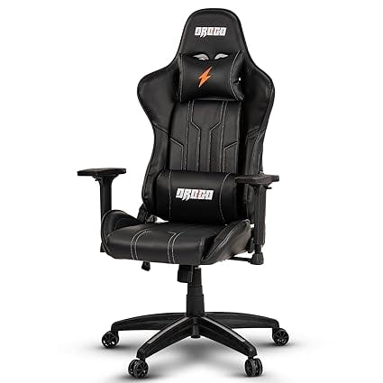 DROGO Multi-Purpose Ergonomic Gaming Chair with Adjustable Seat Height PU Leather Material 3D Armrest, Head & Lumbar Support Pillow Desk Chair | Home & Office Chair with Recline (Wrath Black)