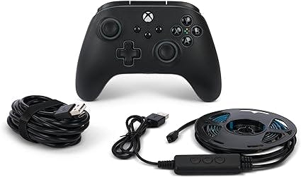 Kontroler przewodowy PowerA Advantage do konsoli Xbox Series X|S z Lumectra i taśmą LED RGB – czarny