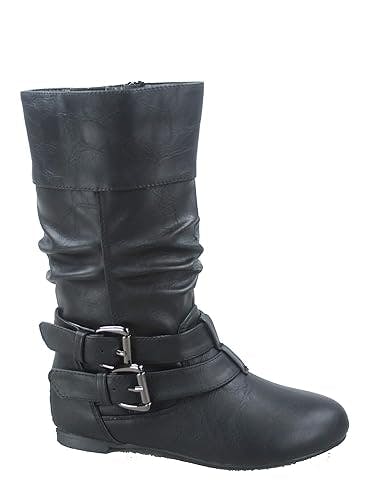 Link Sonny-54K Youth Girl's Fashion Low Heel Zipper Buckle Round Toe Riding Boot