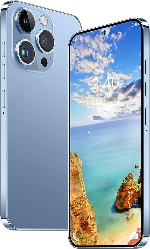 xixaomiro i14Pro Max Unlocked 5G Cellphone Android Smartphone Mobile Phone, 8GB RAM, 512GB ROM 1TB Expandable, 6.8'' FHD Screen, 6000mAh Battery, Dual Sim Card, 48+13MP Camera (Blue)