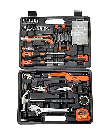 BLACK+DECKER BMT126C Hand Tool Kit for Home & DIY Use (126-Piece) - Includes Screwdriver, Wrench, Ratchet, Utility Knife, Saw, Claw Hammer, Measuring Tape and Plier, 6 Month Warranty, ORANGE & BLACK