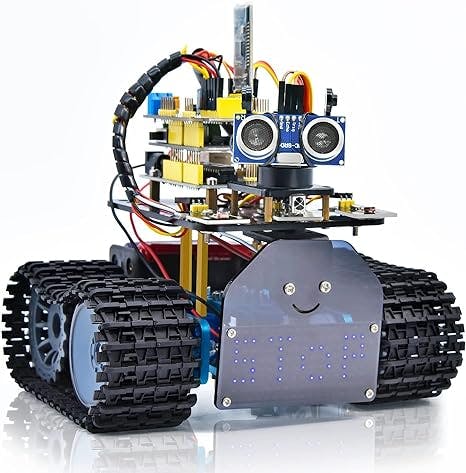 KEYESTUDIO Robot Auto Car V3.0 pour Projet Arduino avec Tutoriel, Module Follow Line, capteur à ultrasons, Module Bluetooth Le Jeu Intelligent et éducatif Ultime pour Les Enfants