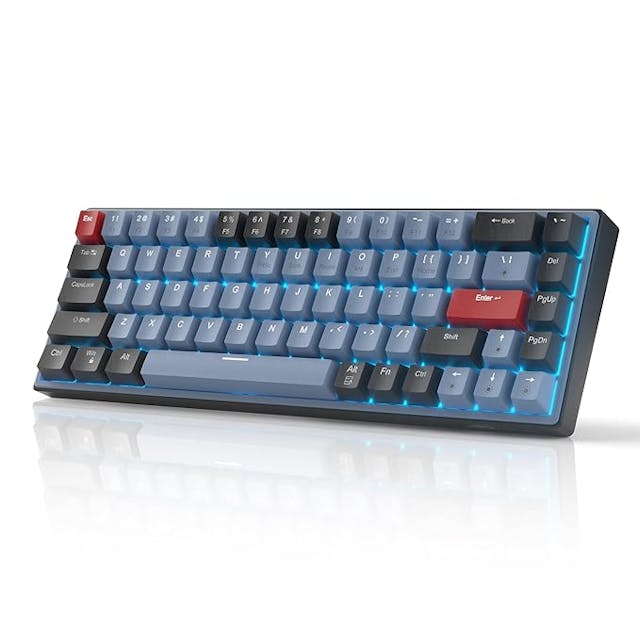 MageGee 60% Mechanical Gaming Keyboard,Hot-Swappable Compact Blue LED Backlit Gaming Keyboard, Sky Wired Ergonomic Mini Office Keyboard for Windows PC Gamer (Black Blue/Brown Switches)