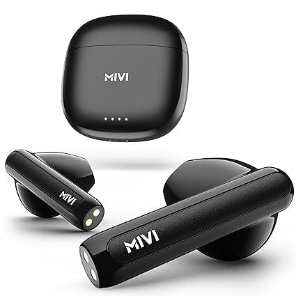 Mivi DuoPods A250 [Just Launched] TWS with Dual Connectivity, 13mm Rich Bass Drivers, 40 Hrs Playtime, Low Latency, Type C Fast Charging, IPX 4.0, AI-ENC, Made in India Earbuds - Black